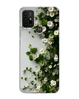 Чехол для Motorola MOTO G30 с картинкой «Ветка мелких белых цветов»