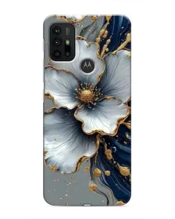 Чехол для Motorola MOTO G30 с картинкой «Белый цветок и золотой флюид»