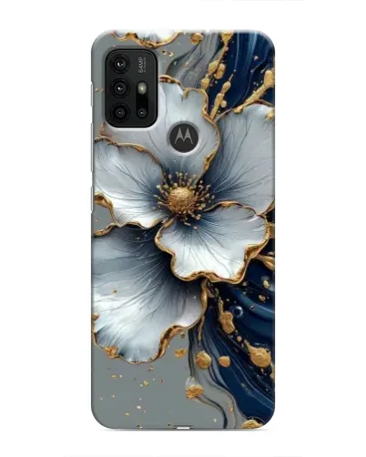 Чехол для Motorola MOTO G30 с картинкой «Белый цветок и золотой флюид» Чехол для Motorola MOTO G30 с картинкой «Белый цветок и золотой флюид»