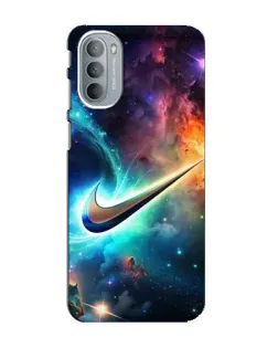 Чехол для Motorola MOTO G31 с картинкой «Космический Nike Swoosh»