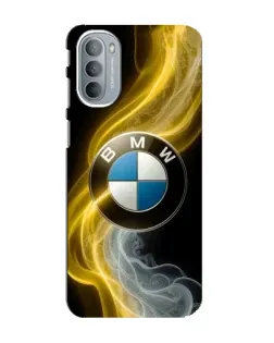 Чехол для Motorola MOTO G31 с картинкой «Золотистый дым BMW»