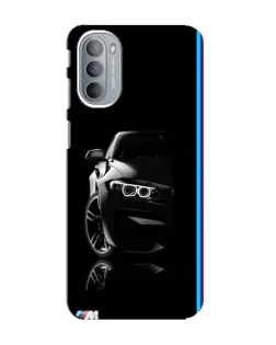 Чехол для Motorola MOTO G31 с картинкой «Силуэт BMW в темноте»