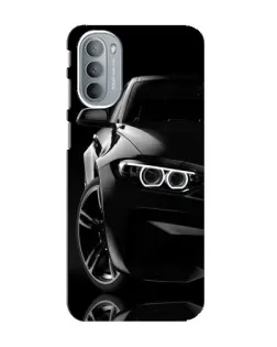 Чехол для Motorola MOTO G31 с картинкой «Черная BMW — профиль»
