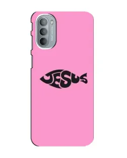 Чехол для Motorola MOTO G31 с картинкой «Розовый символ  Jesus»