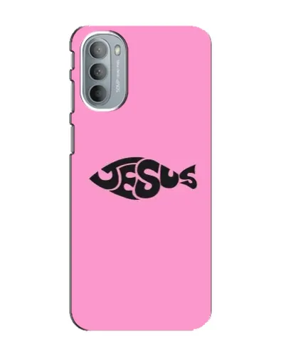 Чехол для Motorola MOTO G31 с картинкой «Розовый символ  Jesus»