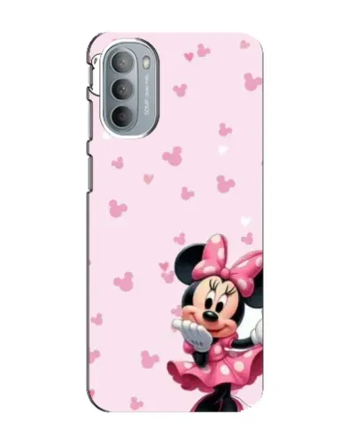 Чехол для Motorola MOTO G31 с картинкой «Минни Маус и сердечки»
