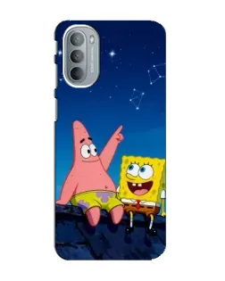 Чехол для Motorola MOTO G31 с картинкой «Губка Боб и Патрик ночью»