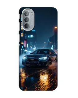 Чехол для Motorola MOTO G31 с картинкой «Ночной город и Audi»