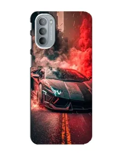 Чехол для Motorola MOTO G31 с картинкой «Lamborghini красный дым»