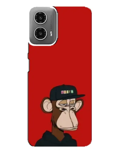 Чехол для Motorola MOTO G34 с картинкой «Bored Ape — красный фон»
