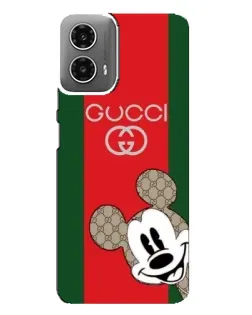 Чехол для Motorola MOTO G34 с картинкой «Gucci — полосы и Микки»