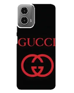 Чехол для Motorola MOTO G34 с картинкой «Gucci — красный логотип»
