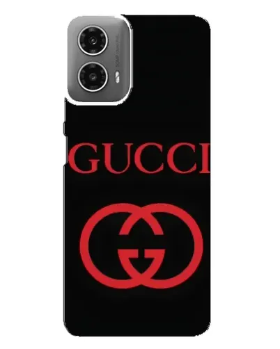 Чехол для Motorola MOTO G34 с картинкой «Gucci — красный логотип»