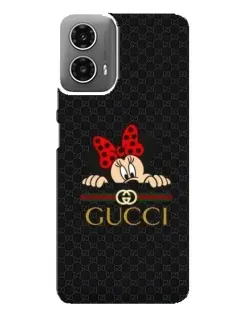 Чехол для Motorola MOTO G34 с картинкой «Минни Маус Gucci — черный»