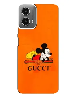 Чохол для Motorola MOTO G34 з картинкою «Міккі Маус Gucci — помаранч»