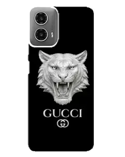 Чохол для Motorola MOTO G34 з картинкою «Gucci — срібний лев»