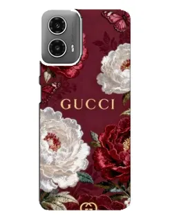 Чохол для Motorola MOTO G34 з картинкою «Gucci — бордові троянди»