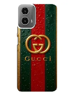 Чохол для Motorola MOTO G34 з картинкою «Gucci — фірмова смуга та золото»