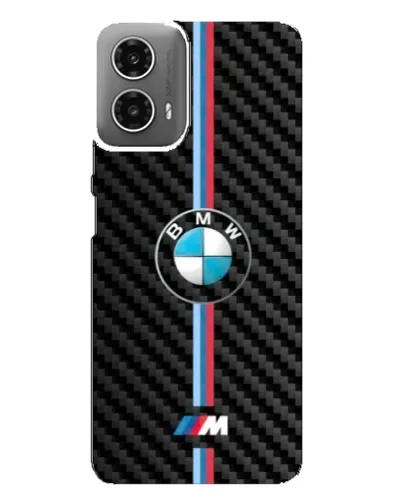 Чехол для Motorola MOTO G34 с картинкой «Эмблема BMW и карбон»