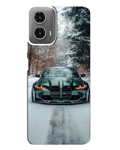 Чехол для Motorola MOTO G34 с картинкой «BMW в зимнем лесу»