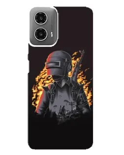 Чехол для Motorola MOTO G34 с картинкой «PUBG — огненный силуэт»