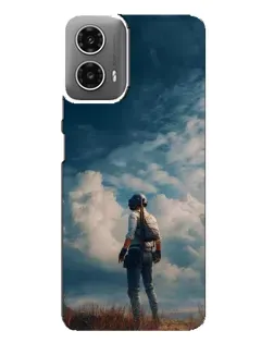 Чехол для Motorola MOTO G34 с картинкой «Герой PUBG на скале»