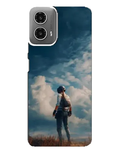 Чехол для Motorola MOTO G34 с картинкой «Герой PUBG на скале»