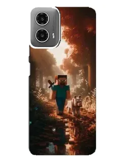 Чехол для Motorola MOTO G34 с картинкой «Стив в лесу»