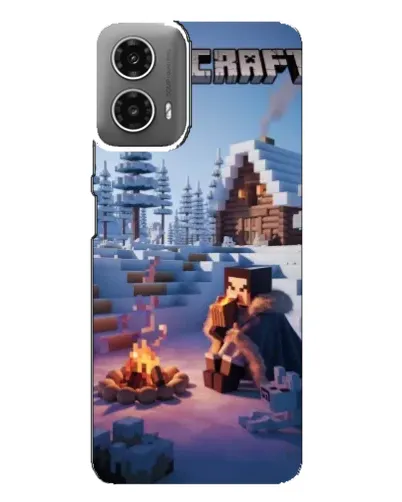 Чехол для Motorola MOTO G34 с картинкой «Зимний Minecraft»