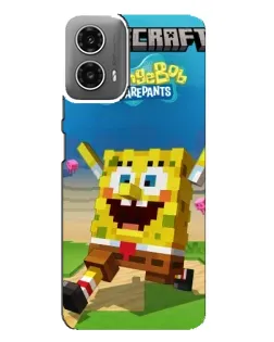 Чохол для Motorola MOTO G34 з картинкою «Губка Боб Minecraft»