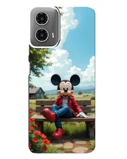 Чехол для Motorola MOTO G34 с картинкой «Микки на скамейке»