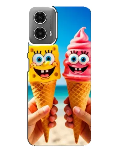 Чехол для Motorola MOTO G34 с картинкой «Спанч Боб мороженое»
