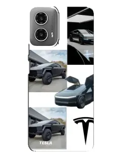Чехол для Motorola MOTO G34 с картинкой «Коллаж Cybertruck Tesla»