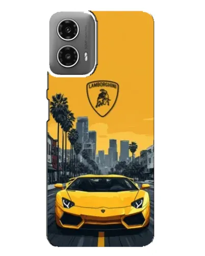 Чехол для Motorola MOTO G34 с картинкой «Желтый Lamborghini город»