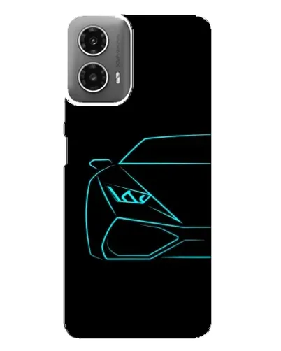 Чехол для Motorola MOTO G34 с картинкой «Голубой силуэт Lamborghini»