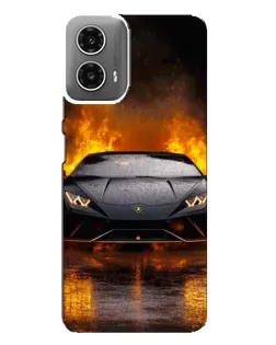 Чехол для Motorola MOTO G34 с картинкой «Lamborghini в огне»
