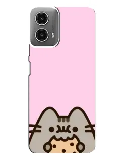 Чехол для Motorola MOTO G34 с картинкой «Pusheen и печенье»