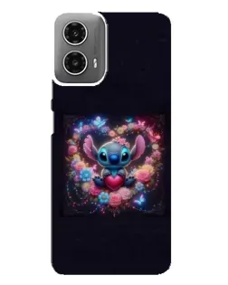 Чехол для Motorola MOTO G34 с картинкой «Stitch в цветах»