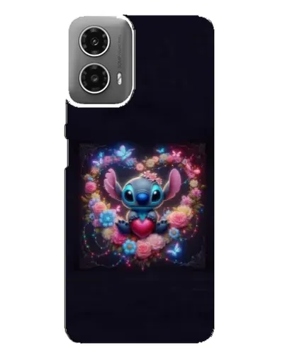 Чехол для Motorola MOTO G34 с картинкой «Stitch в цветах»