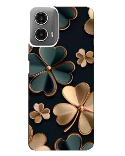 Чехол для Motorola MOTO G34 с картинкой «Клевер в золоте»