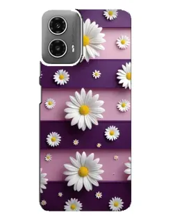 Чехол для Motorola MOTO G34 с картинкой «Ромашки на фиолетовом»