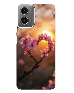 Чехол для Motorola MOTO G34 с картинкой «Розовый цвет сердце на фоне заката»