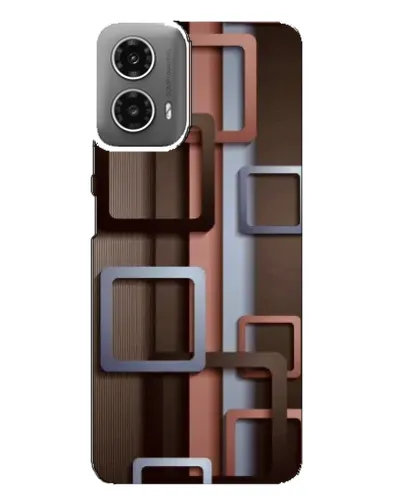 Чехол для Motorola MOTO G34 с картинкой «Коричневые объемные квадраты»