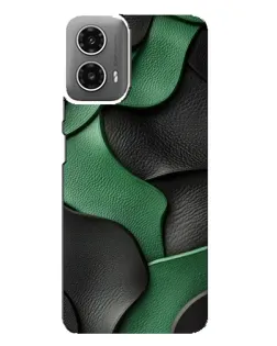 Чехол для Motorola MOTO G34 с картинкой «Зеленые кожаные волны»