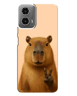 Чехол для Motorola MOTO G34 с картинкой «Капибара виктория»