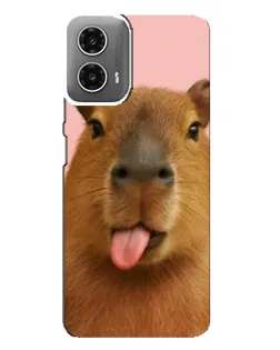 Чехол для Motorola MOTO G34 с картинкой «Капибара с языком»
