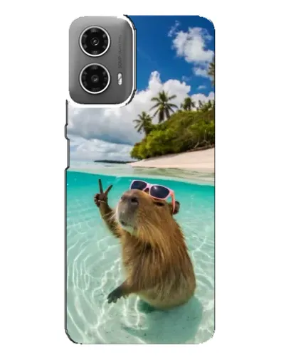 Чехол для Motorola MOTO G34 с картинкой «Капибара на море»