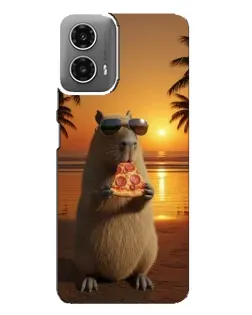 Чехол для Motorola MOTO G34 с картинкой «Капибара с пиццей»