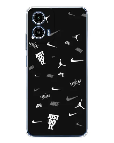 Чехол для Motorola Moto G35 с картинкой «Nike Black Pattern»