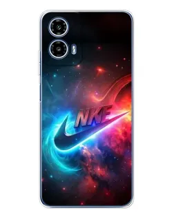 Чехол для Motorola Moto G35 с картинкой «Огненный логотип Nike»